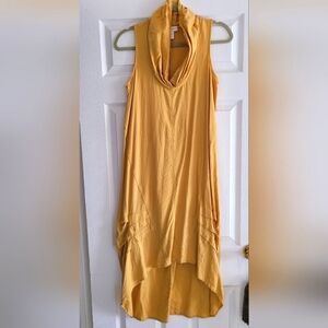 Cynthia Rowley yellow cowl-v-neck dress size Small